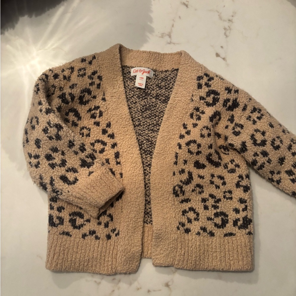 Cat & Jack Beige Leopard Print Kids Cardigan